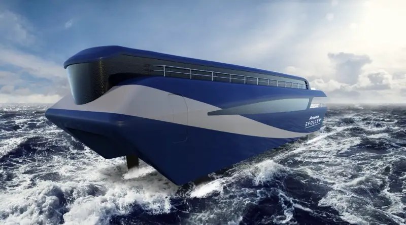 Zero emission ferries will be futuristic catamarans like this artist's conception
