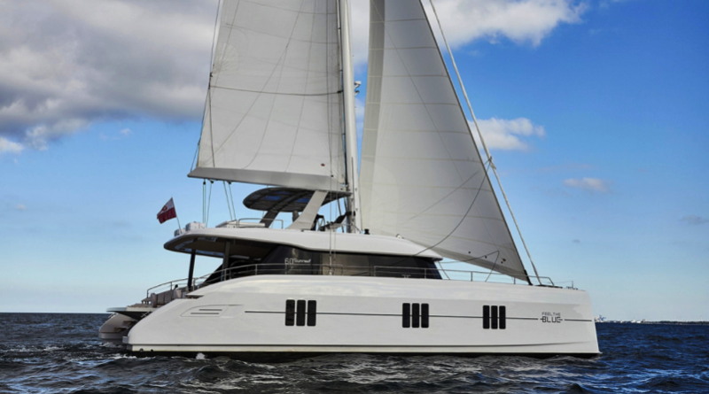 Eco-Electric catamaran Sunreef 50 under sail with sails up