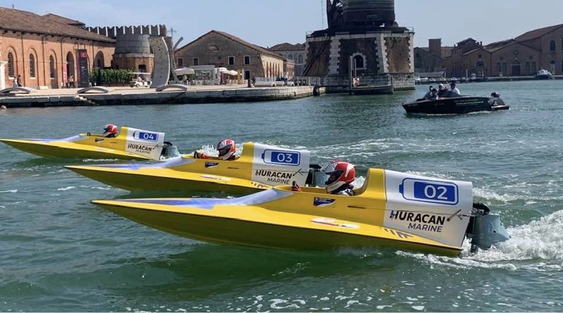 e-Regatta 2022 GT Electra electric boats practice in the Darsena Grande of the Arsenale