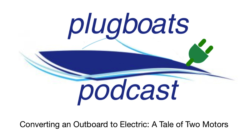 Converting Outboard to Electric - Plugboats logo of boat with plug where the outboard motor usually is