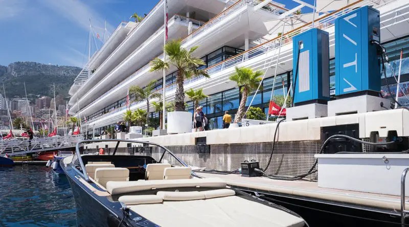 electric boat chargers arrive at the Yacht Club de Monaco
