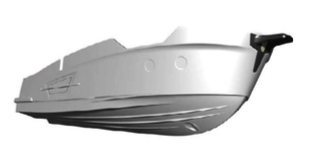 Powerboat of the year electric boat super displacement hull from below water