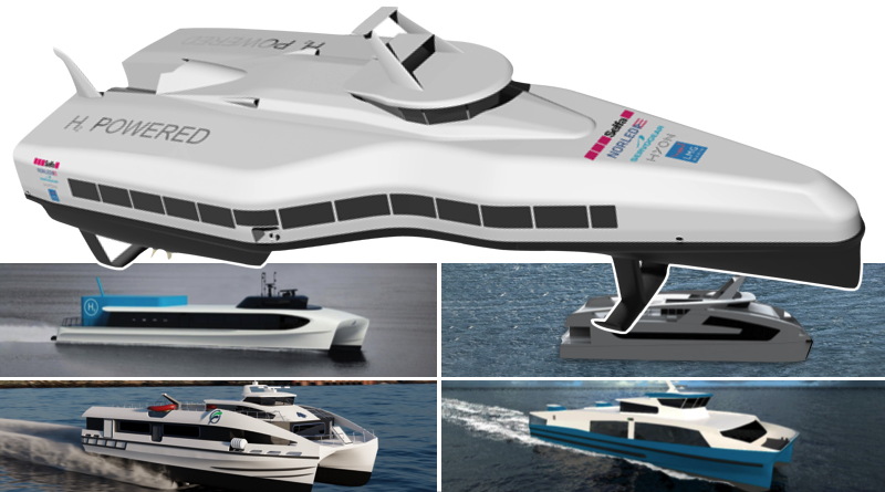 concept drawings of five high speed ferries